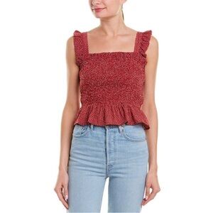 NWT new with tags Sage The Label Red White Smocked Strawberry Tank Top size M